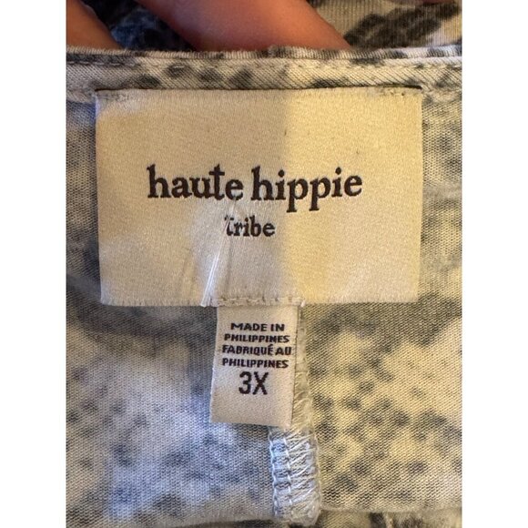 Haute Hippie Dress Women 3X Gray Snakeskin Jersey Tribe Maya V Neck Maxi Jungle - Picture 8 of 11